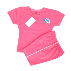 Set tricou + pantalon scurt (tricou cu capse pe umar) - Bumbac 100%, subtire, de vara (Glat)