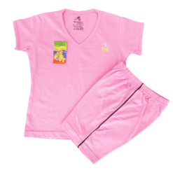 Set tricou + pantalon scurt (tricou cu capse pe umar) - Bumbac 100%, subtire, de vara (Glat)