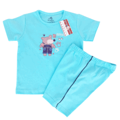 Set tricou + pantalon scurt - Bumbac 100%, subtire, de vara (Glat)