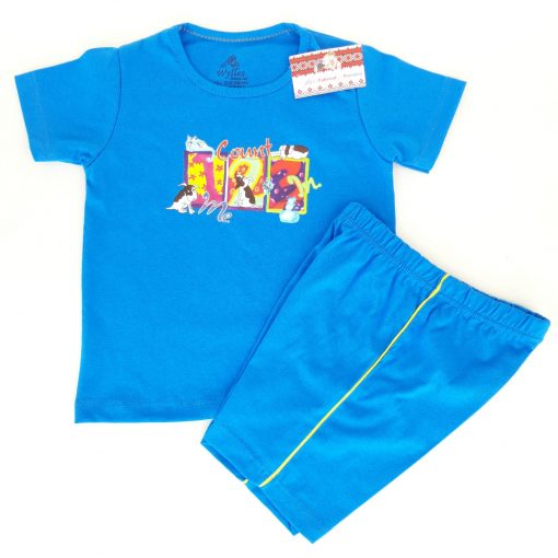 Set tricou + pantalon scurt - Bumbac 100%, subtire, de vara (Glat)