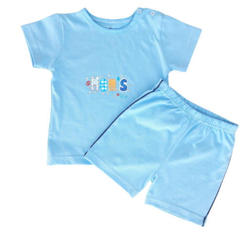 Set tricou + pantalon scurt - Bumbac 100%, subtire, de vara (Glat)