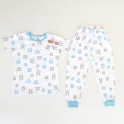 Pijama, tricou cu guler si pantalon lung (Bumbac 100%, subtire)