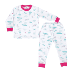 Pijama cu maneca si pantalon lung (Bumbac 100%, subtire)