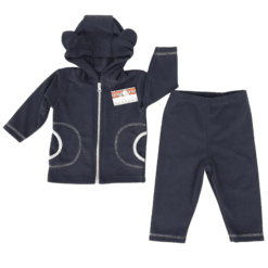 Compleu polar 3-6L, jacheta cu fermoar si gluga cu urechiuse + pantalon