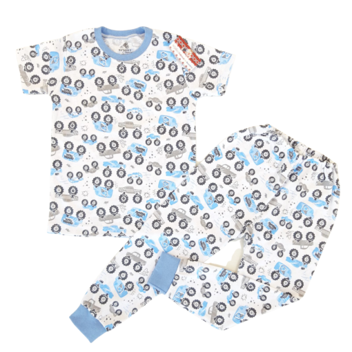 Pijama, tricou cu guler si pantalon lung (Bumbac 100%, subtire)