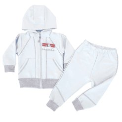 Trening cu hanorac cu bata, fermoar si gluga + pantalon, pentru 6-12 luni (Bumbac 100%, subtire)