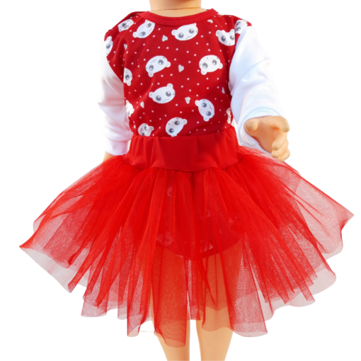Compleu, fustita tip balerina + body cu maneca lunga si capse pe umar
