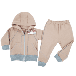 Trening cu hanorac cu bata, fermoar si gluga + pantalon (Bumbac 100%, gros)