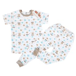 Pijama, tricou cu guler si pantalon lung (100% Bumbac, subtire)