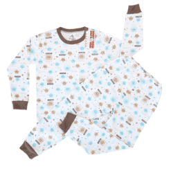 Pijama cu maneca si pantalon lung (Bumbac 100%, subtire)