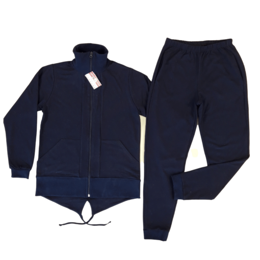 Trening coada de randunica, bleumarin, hanorac si fermoar + pantalon cu buzunar interior (Bumbac 100%, subtire)