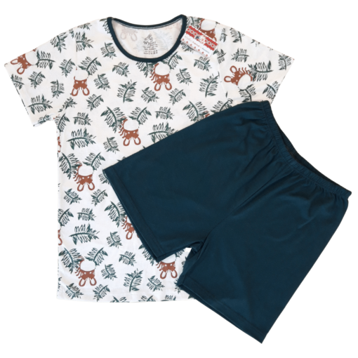 Set tricou + pantalon scurt/ pijama pentru adolescenti/adulti (Bumbac 100%, subtire)