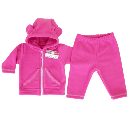 Compleu polar, jacheta cu fermoar si gluga cu urechiuse + pantalon