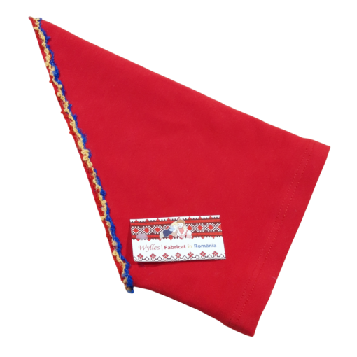Batic rosu, cu motive traditionale (95% Bumbac, semigros + 5% Lycra)