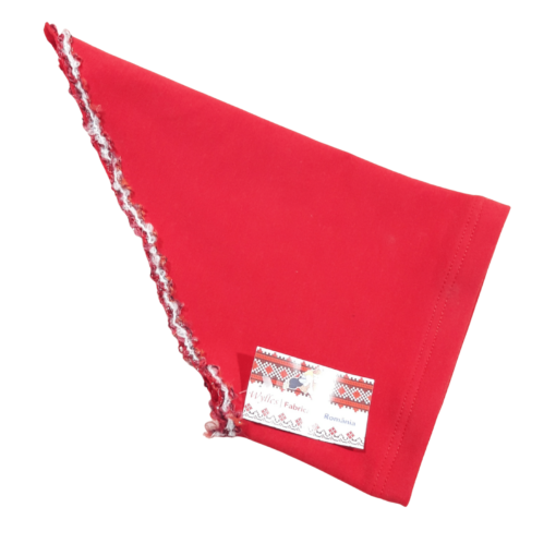 Batic rosu, cu motive traditionale (95% Bumbac, semigros + 5% Lycra)
