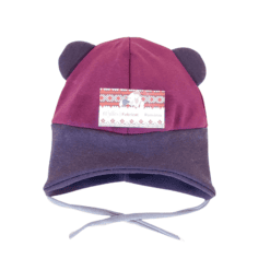 Caciulita dublata, cu urechiuse aplicate, grena (95% Bumbac, semigros +5% Lycra)