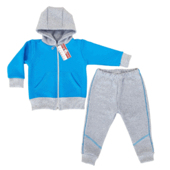 Trening cu hanorac cu bata, fermoar si gluga + pantalon (Bumbac 100%, gros)