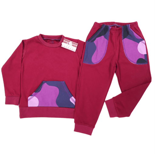Set de hanorac cu buzunar tip marsupiu + pantalon cu buzunar aplicat (Bumbac 100%, semisubtire)