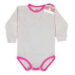 Body cu maneca lunga si capse pe umar (Bumbac 100%, superior, pieptanat)