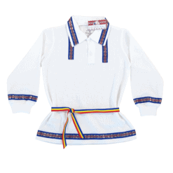 Bluza cu model national, tip IE, cu guler(Bumbac 100%, semisubtire)
