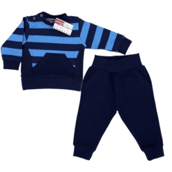 Set de hanorac cu bata si buzunar tip marsupiu + pantalon cu bata si buzunare