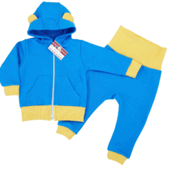 Compleu/trening, hanorac cu  urechiușe+pantalon cu bata lata din bumbac