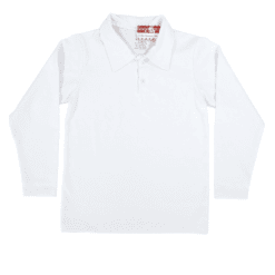 Bluză SUBTIRE tip polo pentru școală/grădiniță (100% Bumbac, glat subtire) alb