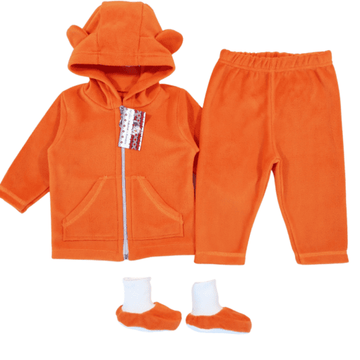 Compleu polar 3 piese, jacheta + pantalon + papucei antiderapanți ( micropoliester 100%)
