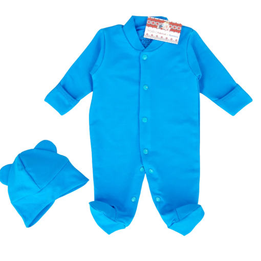Salopeta cu butoni in fata si pe picioare,manuși + caciulita cu urechiuse (Bumbac 95%+lycra 5%,semigros)SUPERIOR