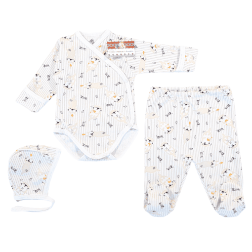Body pieptar cu manusa+ pantalon cu botoșel + căciuliță (Bumbac 100%) semigros
