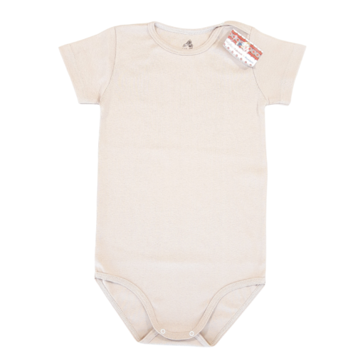 Body tricou cu capse pe umar, pt copii mari(Bumbac 100%)RIB bej