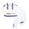 Costum național din 2 piese - Alb (Bumbac 100%, subtire)pique