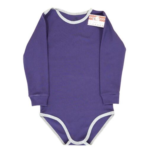 Body RIB cu mâneca si capse pe umar, pt copii mari(Bumbac 100%, superior, pieptanat)Mov
