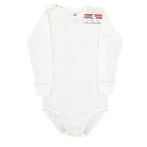 Body RIB cu mâneca si capse pe umar, pt copii mari(Bumbac 100%, semisubtire, pieptanat)ivory