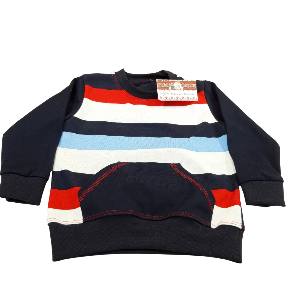 Compleu bleumarin, hanorac+pantalon/ 0,5-4 ani (Bumbac 100%, semisubtire)dungi oblice - imagine 2
