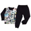 Pijama neagră imprimată /1,5-5ani(Bumbac 100%, subtire)