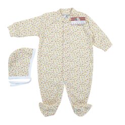 Salopeta 2-6 luni (SEMISUBTIRE) cu botosei, cu capse in fata si pe ambele picioare + Caciulita (Bumbac 100%,rib )