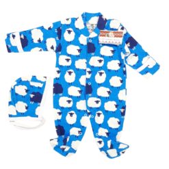 Salopeta 0-2 luni(SEMISUBTIRE)cu manusa si botosei, cu capse in fata si pe ambele picioare + Caciulita (Bumbac 100%,rib)