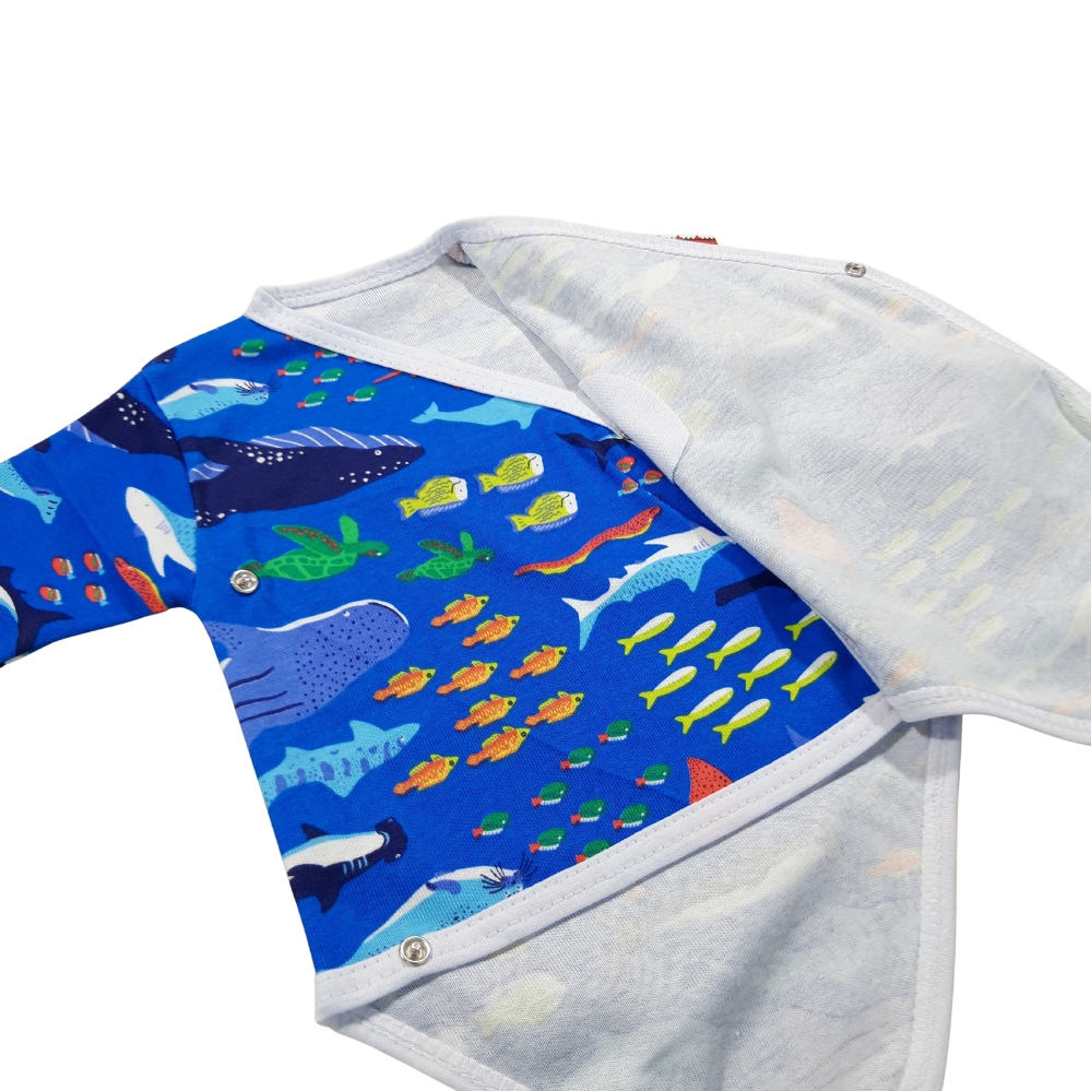 Body pieptar 0-1 luna, cu capse in fata si manusa (Bumbac 100%, semisubțire) - imagine 2