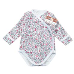 Body pieptar 0-1 luna, cu capse in fata si manusa (Bumbac 100%, semisubțire)