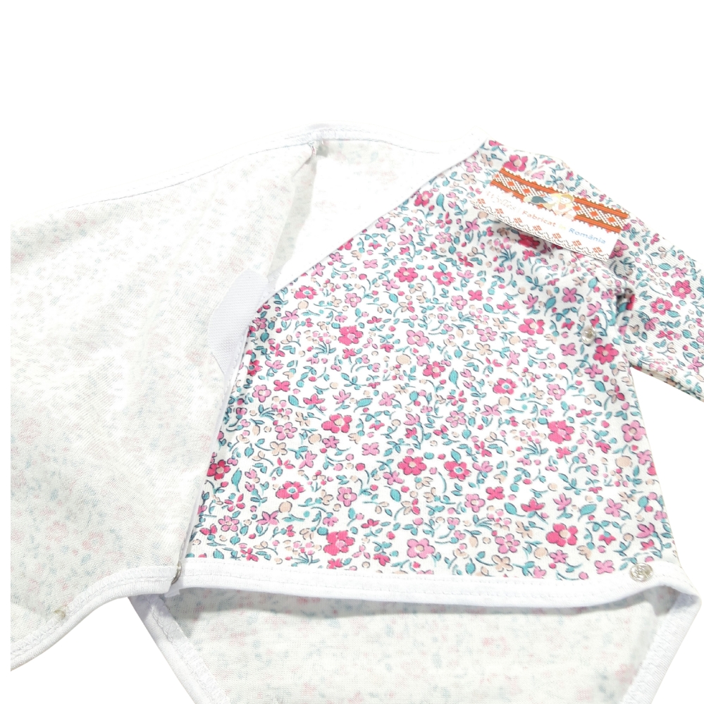 Body pieptar 0-1 luna, cu capse in fata si manusa (Bumbac 100%, semisubțire) - imagine 2