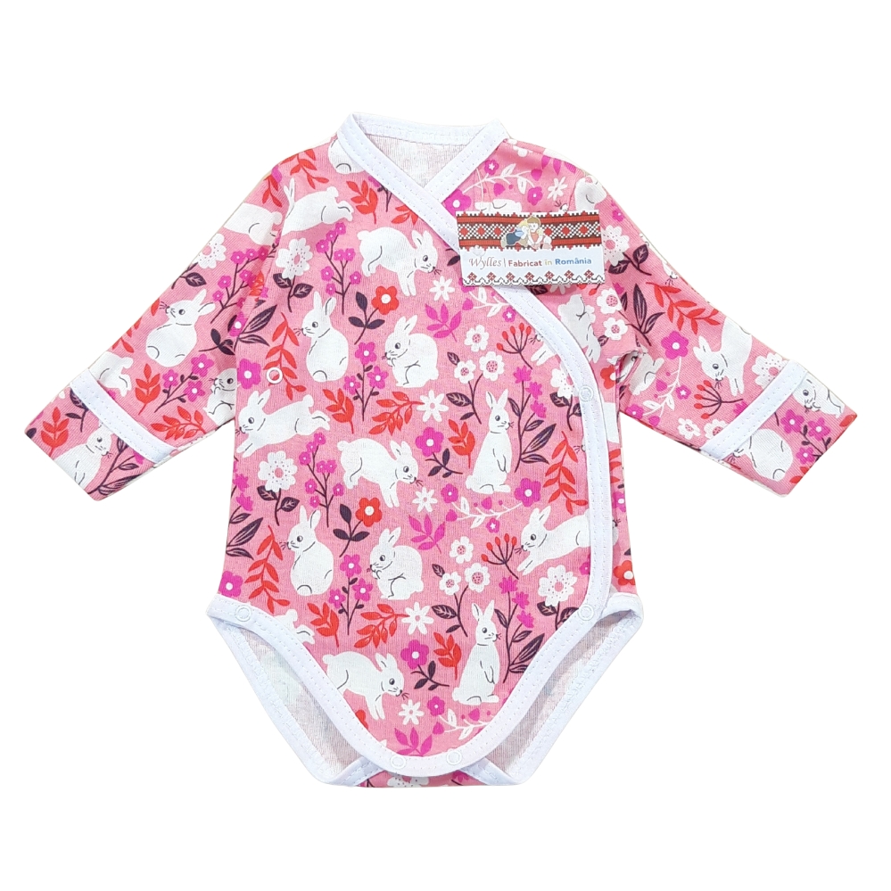 Body pieptar cu capse in fata si manusa (Bumbac 100%, semisubțire)