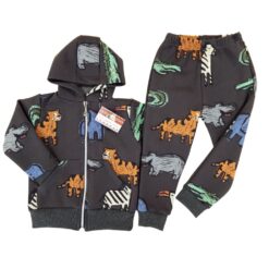 Trening 1-5ani din bumbac imprimat gros, cu fermoar si glugă