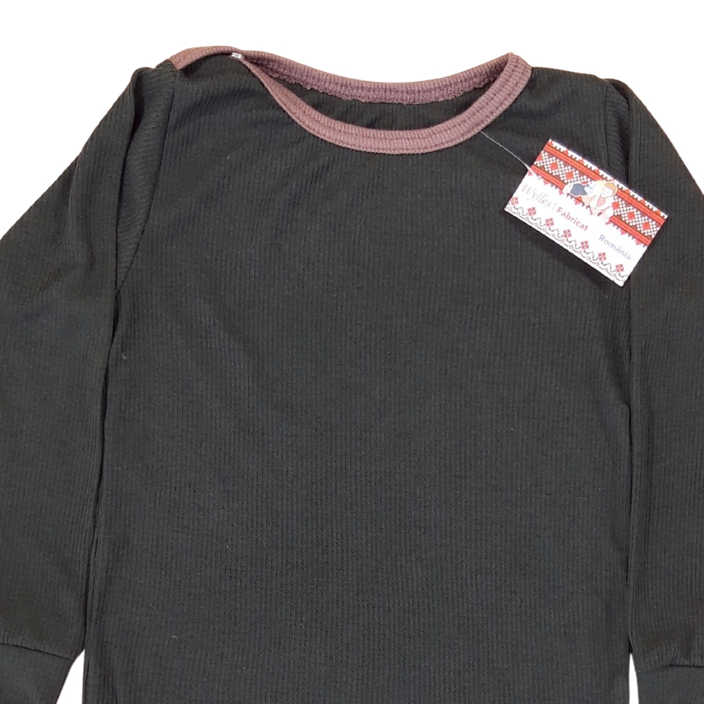 Body cu mâneca pt copii mari si mici din MODAL( subțire)verde - imagine 3