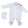Salopeta 0-6 luni cu manuși, botoșei si capse in fata si pe ambele picioare + Caciulita (Bumbac 100%superior,semigros,rib )Bleo