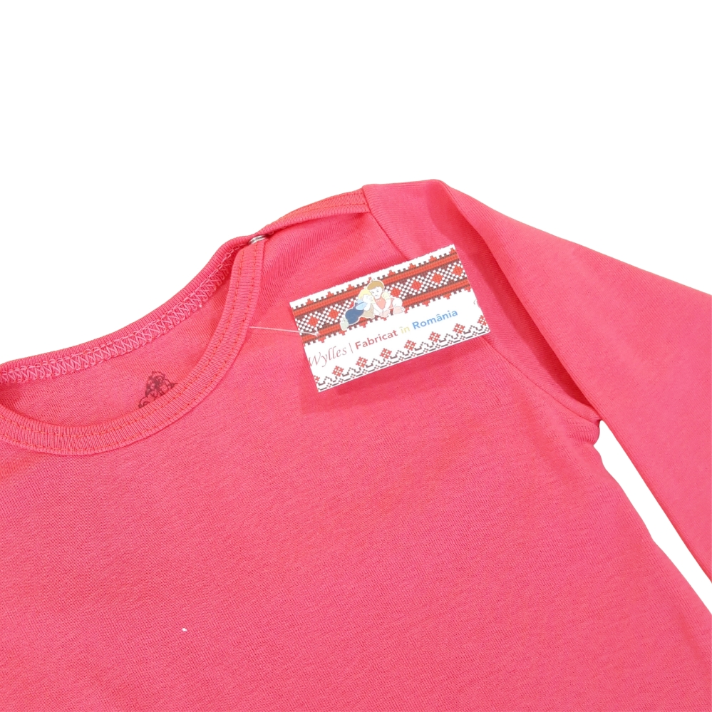 Body RIB cu mâneca si capse pe umar, pt copii mari(Bumbac 100%, superior, pieptanat) - imagine 2