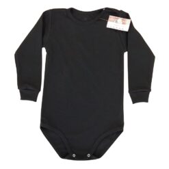 Body RIB cu mâneca si capse pe umar, pt copii mari(Bumbac 100%, superior, pieptanat)Negru