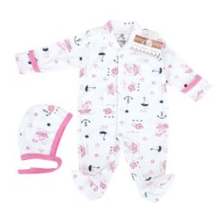 Salopeta prematuri și 0-6 luni (SEMISUBTIRE) cu manuși si botoșei, cu capse in față si pe ambele picioare + Căciuliță (Bumbac 100%,rib )