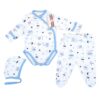 Body pieptar cu manusa + pantalon cu botoșel + căciuliță (Bumbac 100%) rib semisubțire