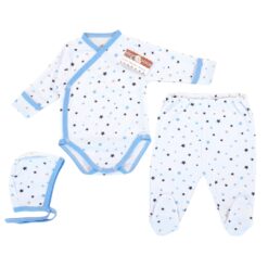 Body pieptar cu manusa + pantalon cu botoșel + căciuliță (Bumbac 100%) rib semisubțire (Copy)